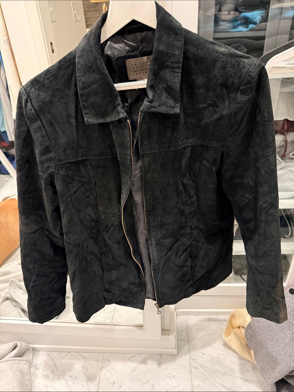 Vintage Black Suede Zip Jacket